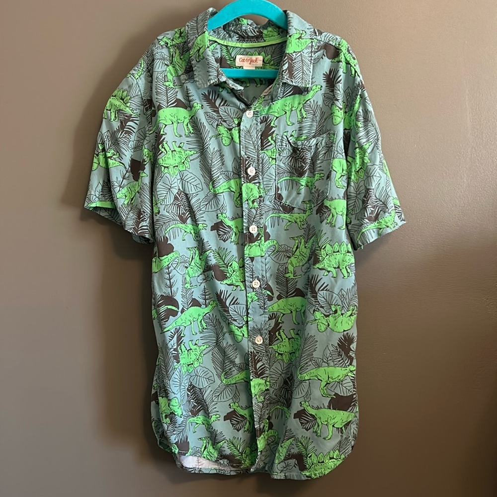 Dino-mite boys button down short sleeve 12/14
